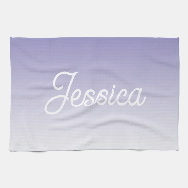 (Editable) Light Purple Color Ombre & Your Text Kitchen Towel (Horizontal)