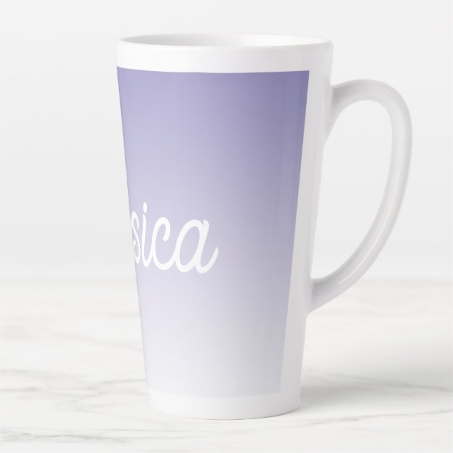 (Editable) Light Purple Color Ombre & Your Text Latte Mug (Right)