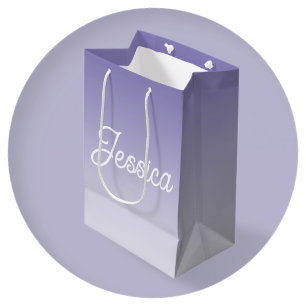 (Editable) Light Purple Color Ombre & Your Text Medium Gift Bag