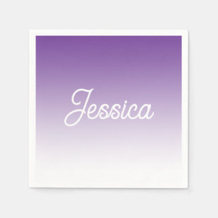 (Editable) Light Purple Color Ombre & Your Text Napkins