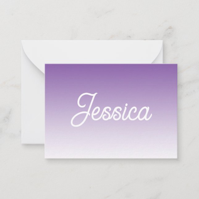 (Editable) Light Purple Color Ombre & Your Text Note Card (Front)
