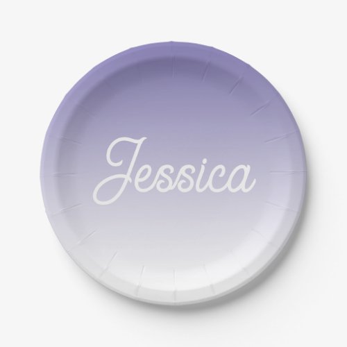 Editable Light Purple Color Ombre  Your Text Paper Plates