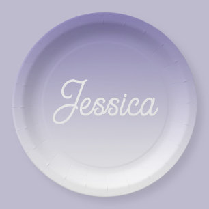 (Editable) Light Purple Color Ombre & Your Text Paper Plates