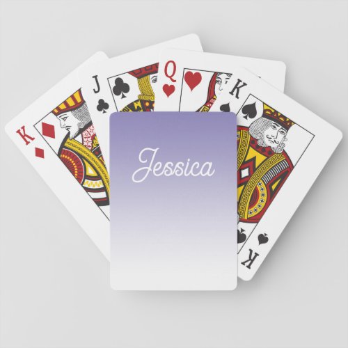 Editable Light Purple Color Ombre  Your Text Poker Cards