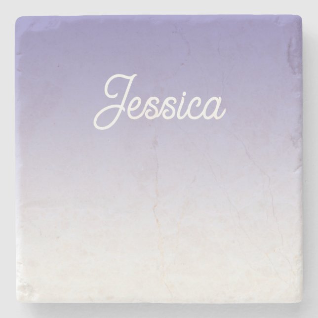 (Editable) Light Purple Color Ombre & Your Text Stone Coaster (Front)