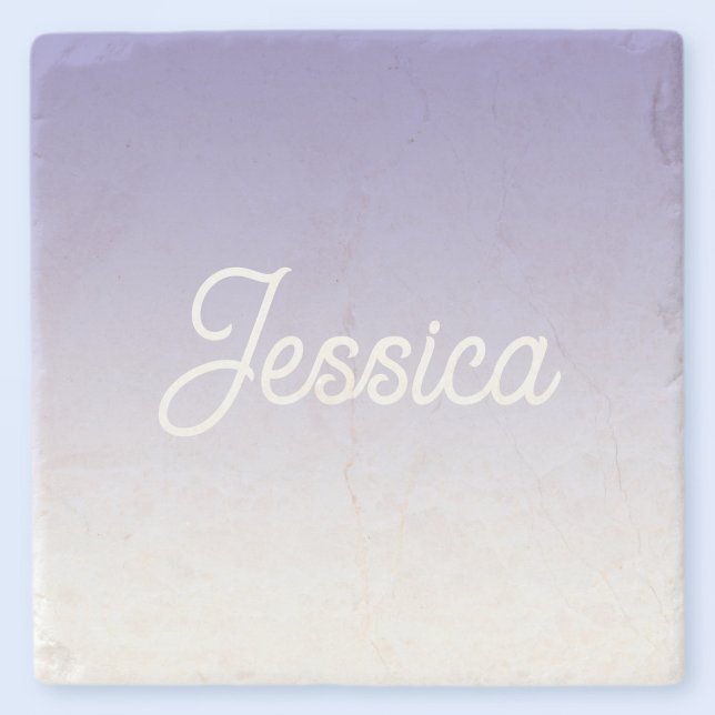 (Editable) Light Purple Color Ombre & Your Text Stone Coaster (Creator Uploaded)
