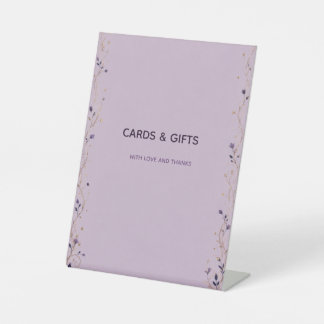 Editable Lilac Celestial Wedding Cards and Gifts S Pedestal Sign