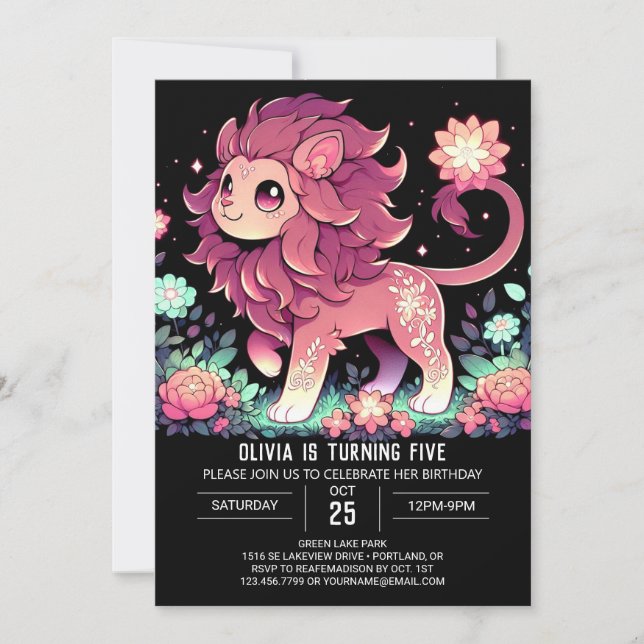 Editable Lion Digital Birthday Invitation (Front)