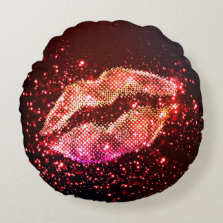 Editable Lip Illustration: Simple Graphic Design Round Pillow