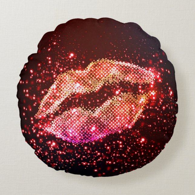 Editable Lip Illustration: Simple Graphic Design Round Pillow (Front)