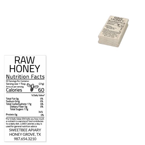 Editable Little Bee Honey Nutrition Facts Stamp