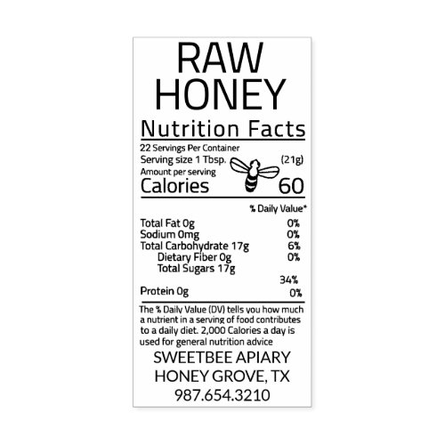 Editable Little Bee Honey Nutrition Facts Stamp