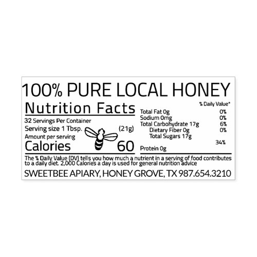 Editable Little Bee Honey Nutrition Facts Stamp 