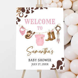 Editable Little Cowgirl Baby Shower Welcome Sign