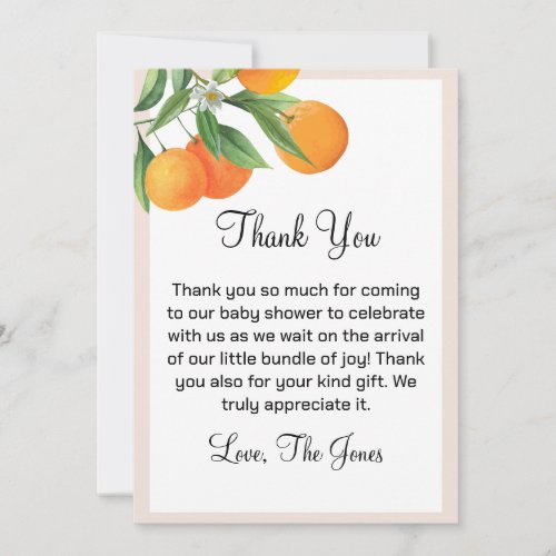 Editable Little Cutie Baby Shower Thank You Card