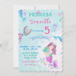 Editable Little Mermaid Birthday Invitation