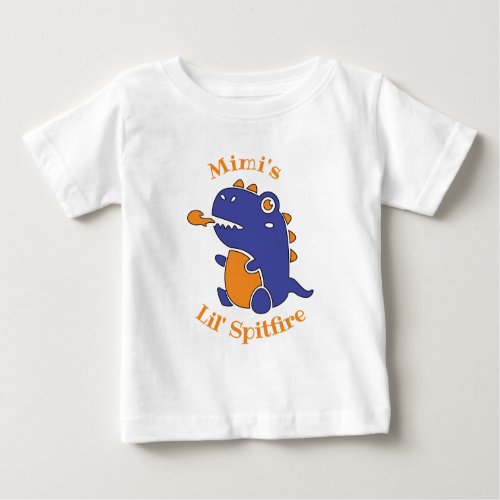 EDITABLE Little Spitfire Monster for Grandparents Baby T_Shirt