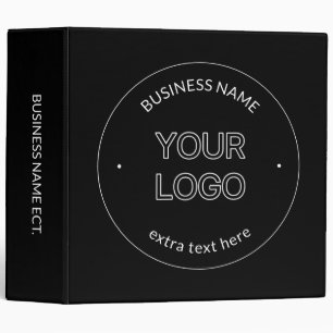 Editable Logo Replacement & Business Name Black 3 Ring Binder