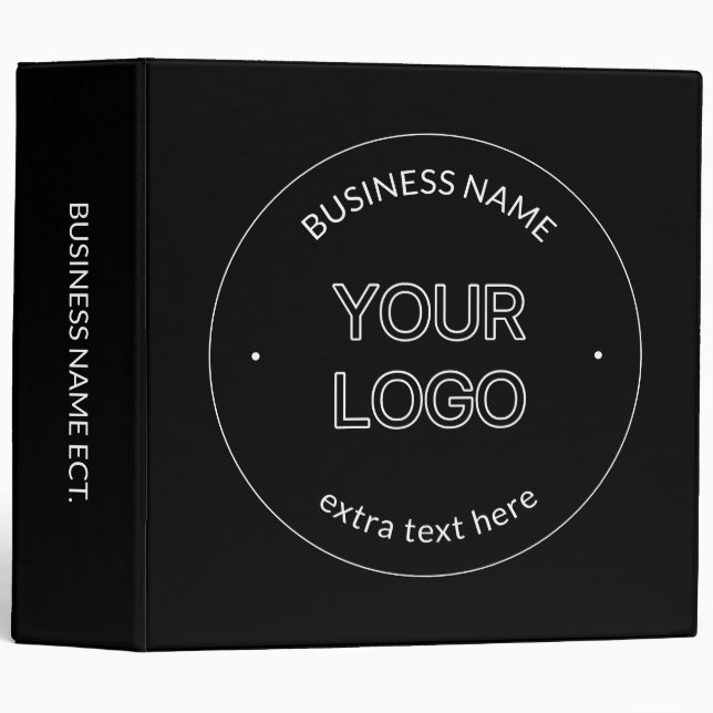 Editable Logo Replacement & Business Name | Black 3 Ring Binder (Front/Spine)
