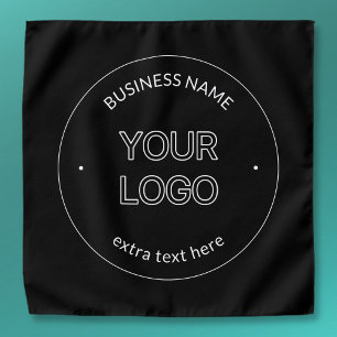 Editable Logo Replacement & Business Name Black Bandana