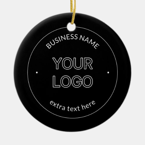 Editable Logo Replacement  Business Name  Black Ceramic Ornament