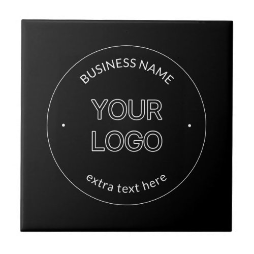 Editable Logo Replacement  Business Name  Black Ceramic Tile