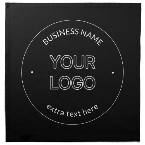 Editable Logo Replacement  Business Name  Black Cloth Napkin