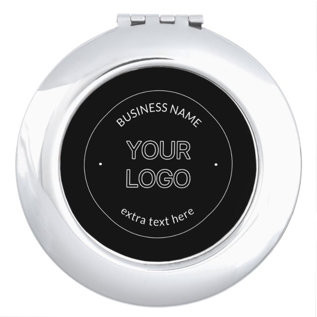 Editable Logo Replacement & Business Name | Black Compact Mirror (Front)