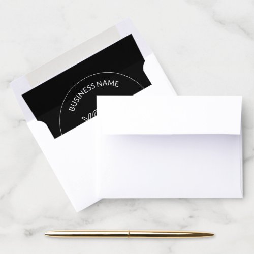 Editable Logo Replacement  Business Name  Black Envelope Liner