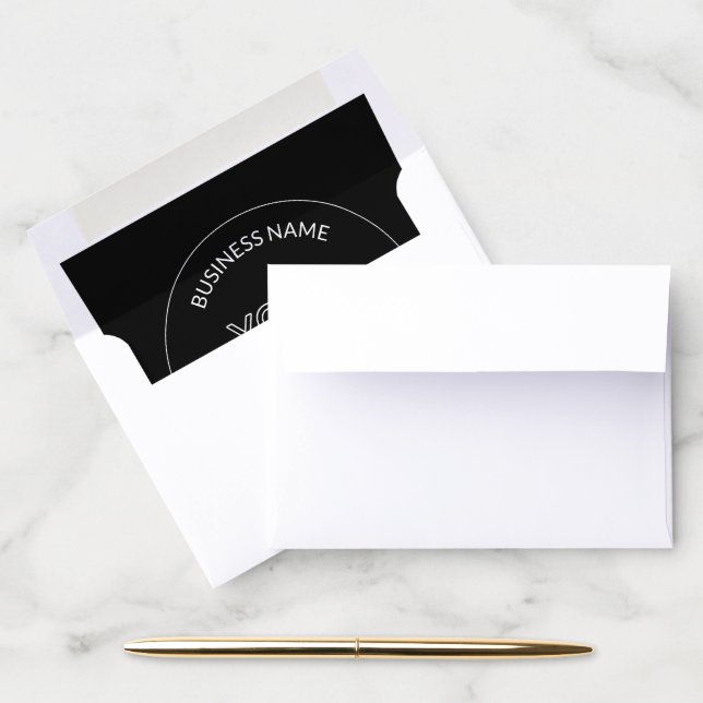 Editable Logo Replacement & Business Name | Black Envelope Liner (Desk)