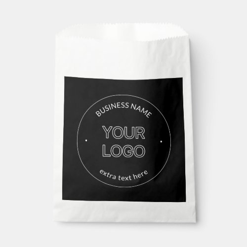 Editable Logo Replacement  Business Name  Black Favor Bag