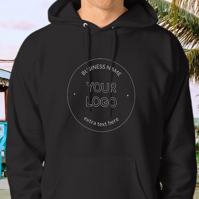 Editable Logo Replacement & Business Name | Black Hoodie (Creator Uploaded)