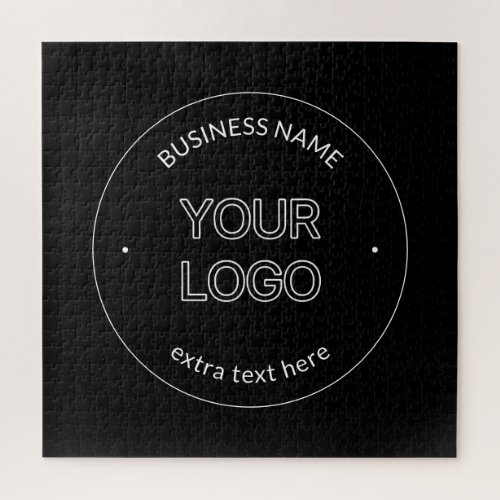 Editable Logo Replacement  Business Name  Black Jigsaw Puzzle