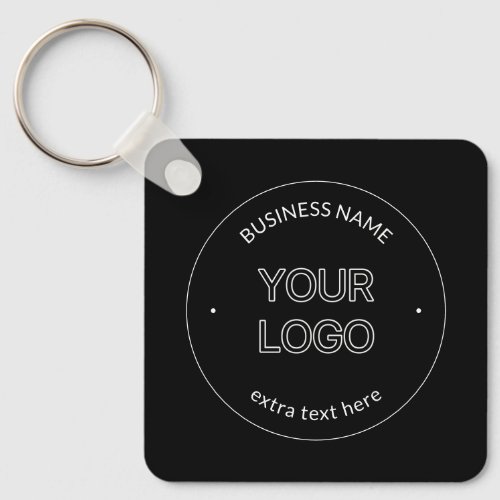 Editable Logo Replacement  Business Name  Black Keychain