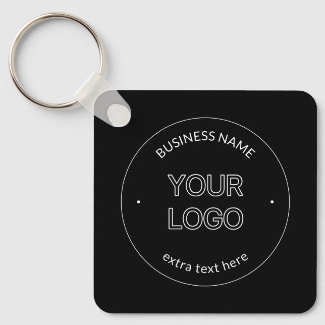 Editable Logo Replacement & Business Name | Black Keychain (Front)