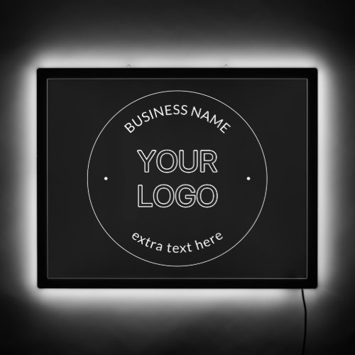 Editable Logo Replacement  Business Name  Black LED Sign