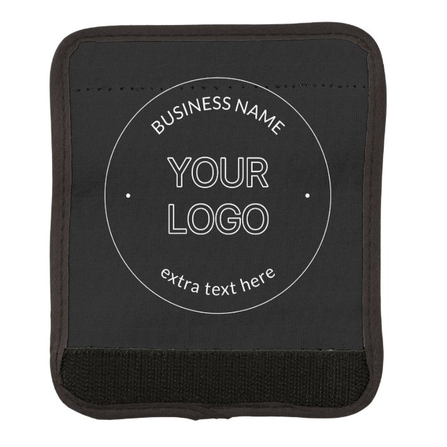 Editable Logo Replacement & Business Name | Black Luggage Handle Wrap (Front)