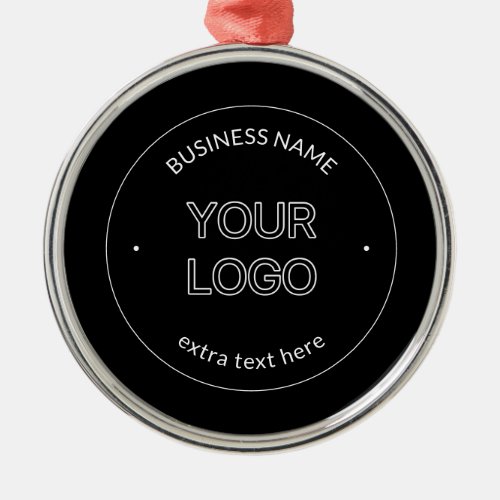 Editable Logo Replacement  Business Name  Black Metal Ornament