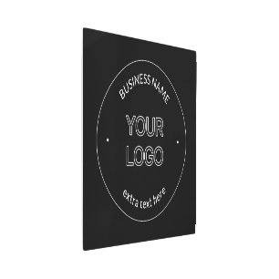 Editable Logo Replacement & Business Name Black Metal Print