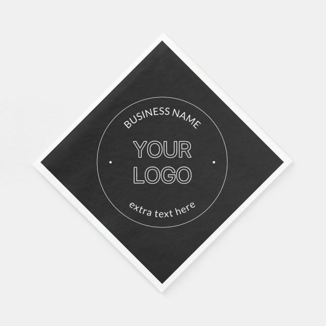 Editable Logo Replacement & Business Name | Black Napkins (Corner)