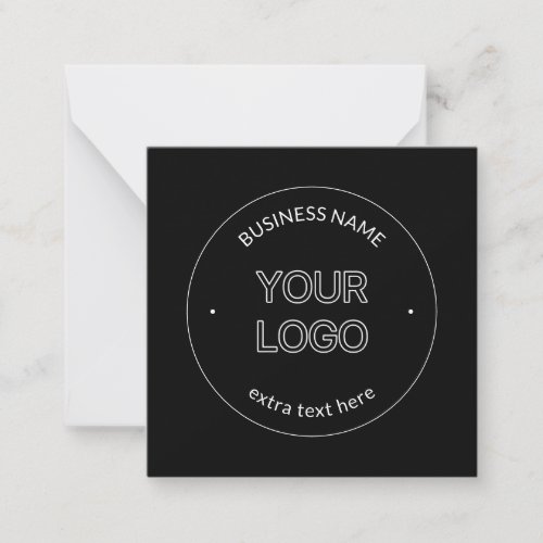 Editable Logo Replacement  Business Name  Black Note Card