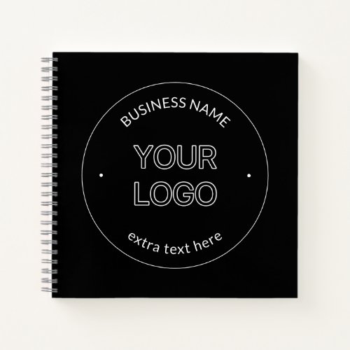 Editable Logo Replacement  Business Name  Black Notebook