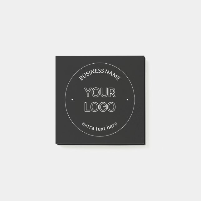 Editable Logo Replacement & Business Name | Black Post-it Notes (Front)