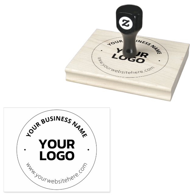 Editable Logo Replacement & Business Name | Black Rubber Stamp (Stamped)