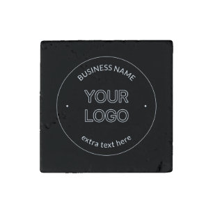 Editable Logo Replacement & Business Name Black Stone Magnet