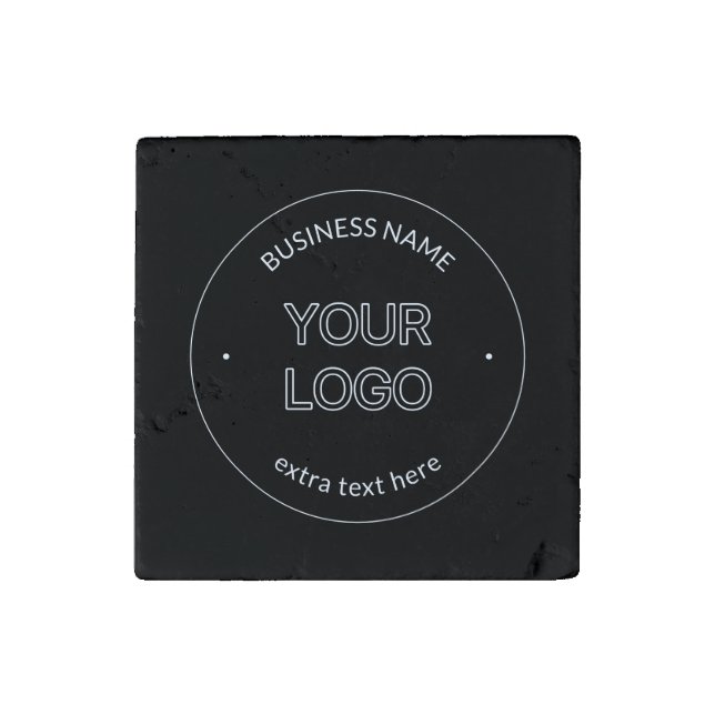 Editable Logo Replacement & Business Name | Black Stone Magnet (First Magnet)