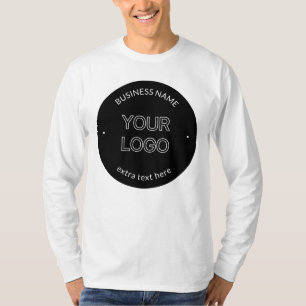 Editable Logo Replacement & Business Name Black T-Shirt