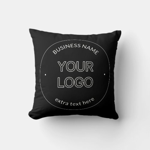 Editable Logo Replacement  Business Name  Black Throw Pillow