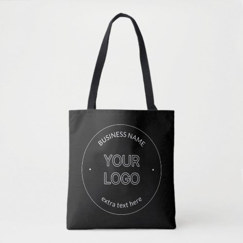 Editable Logo Replacement  Business Name  Black Tote Bag