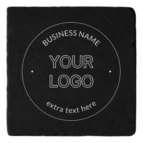 Editable Logo Replacement  Business Name  Black Trivet